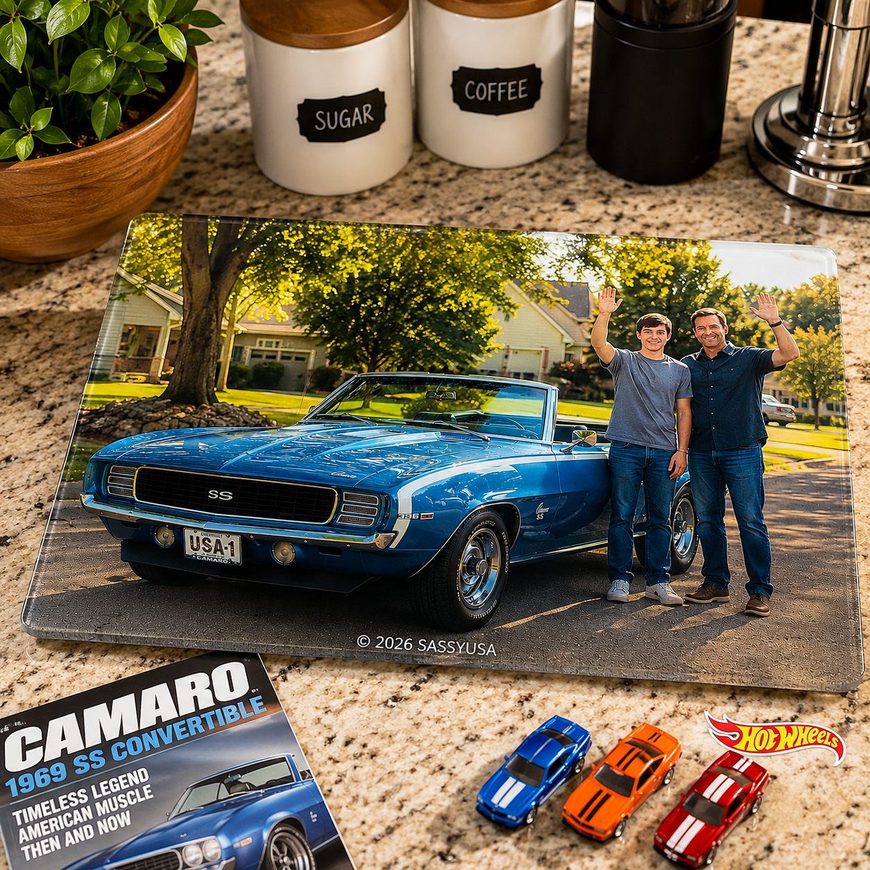 Classic Car Memory Tempered Glass Cutting Board