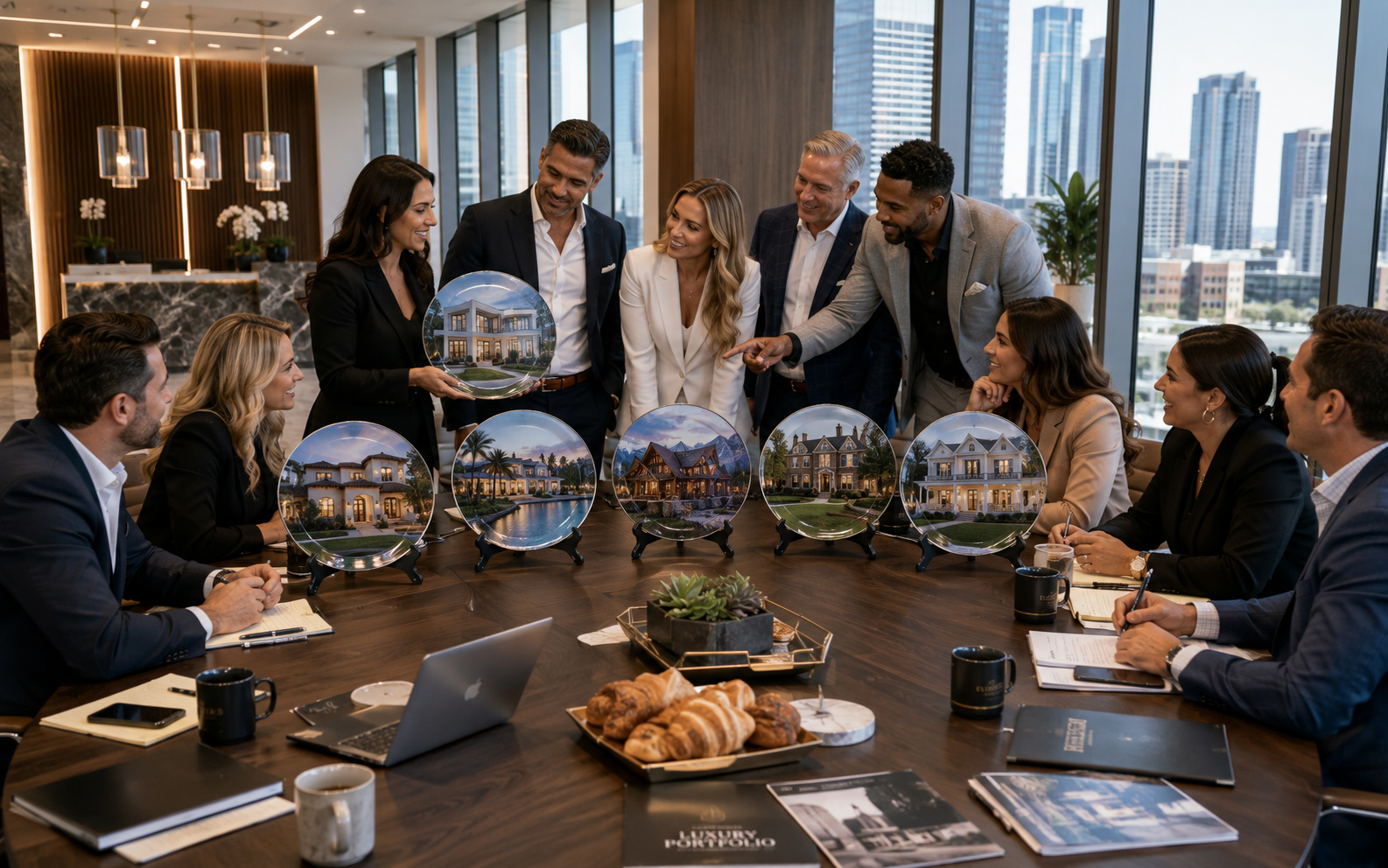 Real estate professionals discussing personalized Memory Boards