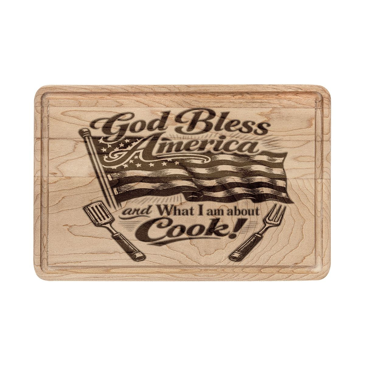 God Bless America Wooden Cutting Board