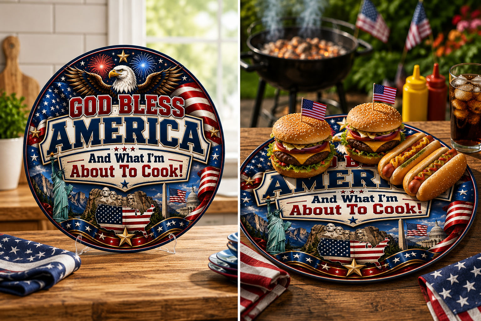 God Bless America BBQ Serving Board
